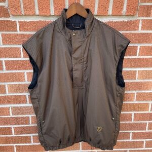 DryJoys by FJ FootJoy Vest Men's Size L Wind Rain Jacket Houndstooth Zip Snap
